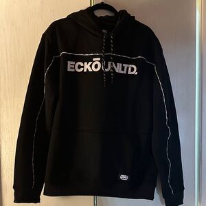 Ecko Unlimited Men's Black Hoodie with White Accents